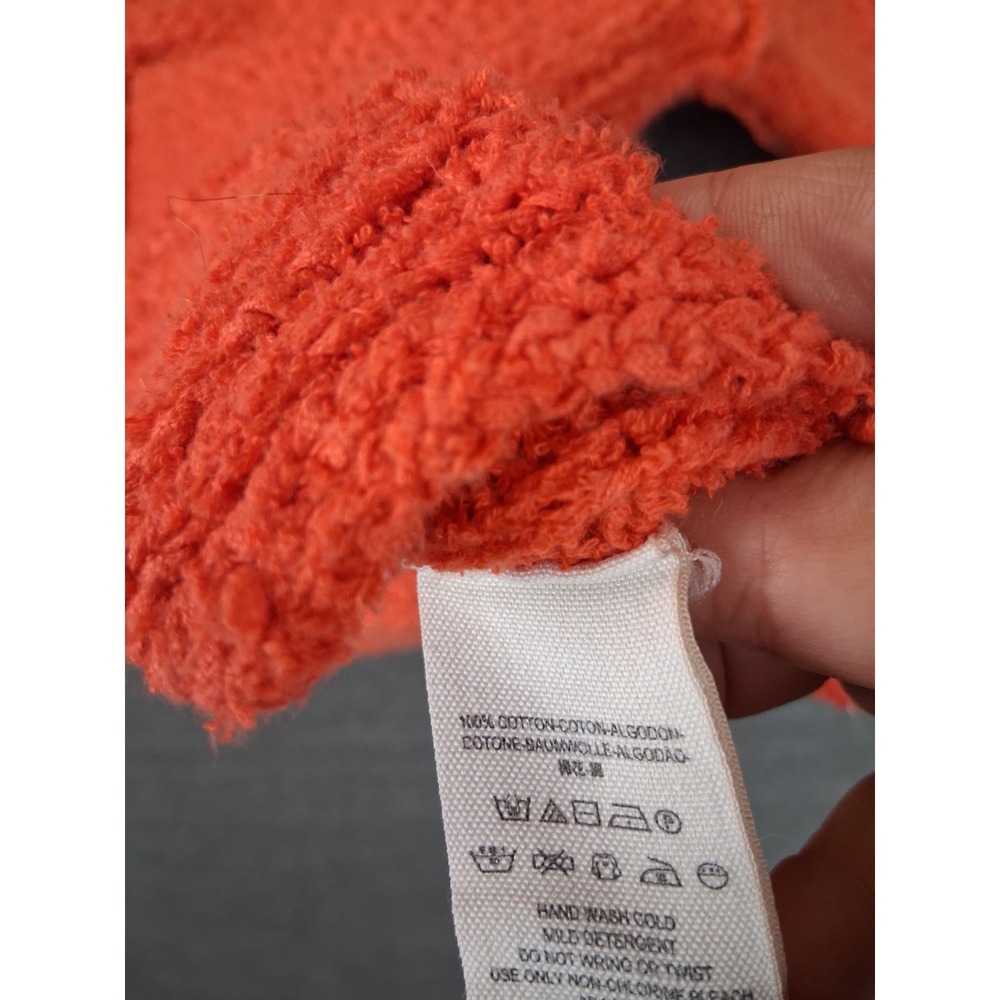 Free People Womens Sweater S Orange Knit Twist Front Crop Oversize 100% Cotton - Picture 7 of 9